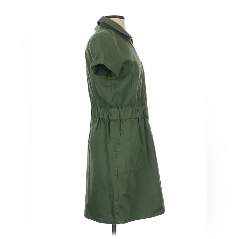Reimagined by J. Crew Front Zip Chino Utility Dress Cotton Blend Sz 6 Olive - Picture 3 of 8